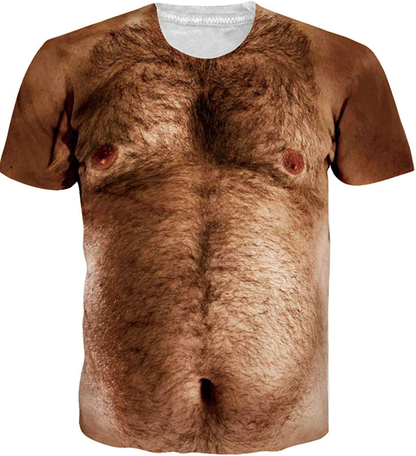 Unisex Casual 3D Print Animal Short Sleeve T Shirt Graphic Tees A chest Hair
