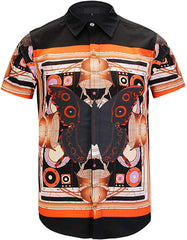 Men's Short Sleeve Luxury Print Button Dress Shirt Y1782 35