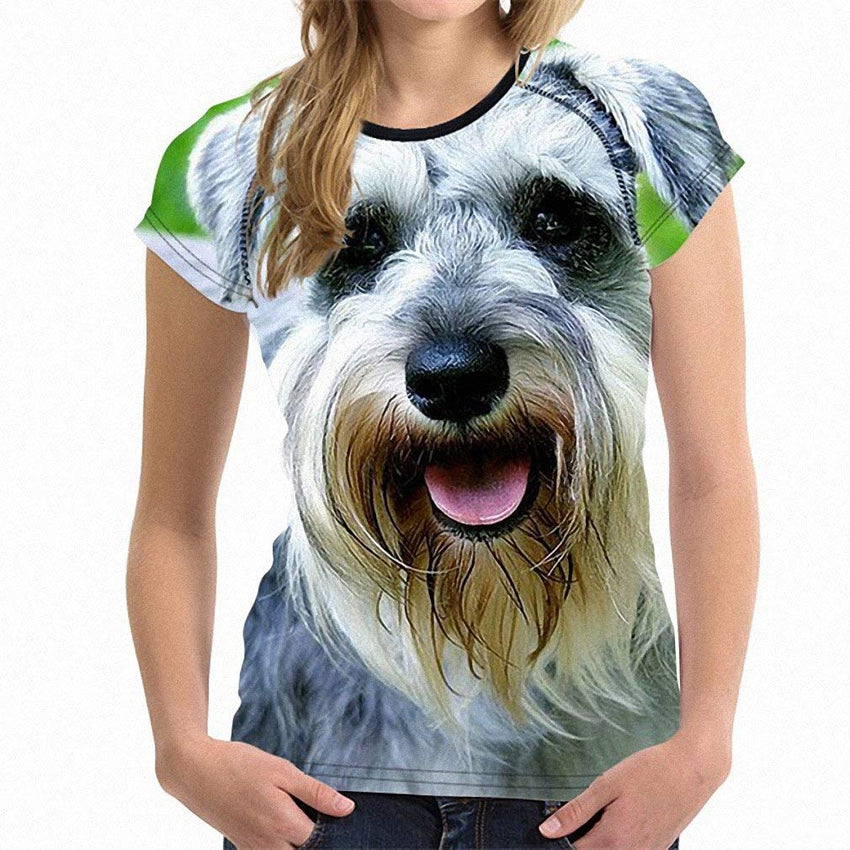 Unisex 3D Printed T Shirt Schnauzer Dog O Neck Elastic Dogs T Shirt H7069bv
