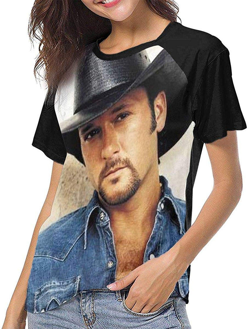 Tim McGraw Short Sleeve Womens 3D Print Baseball T Shirt Hip Hop Sports Raglan Tee Top Shirt Nature