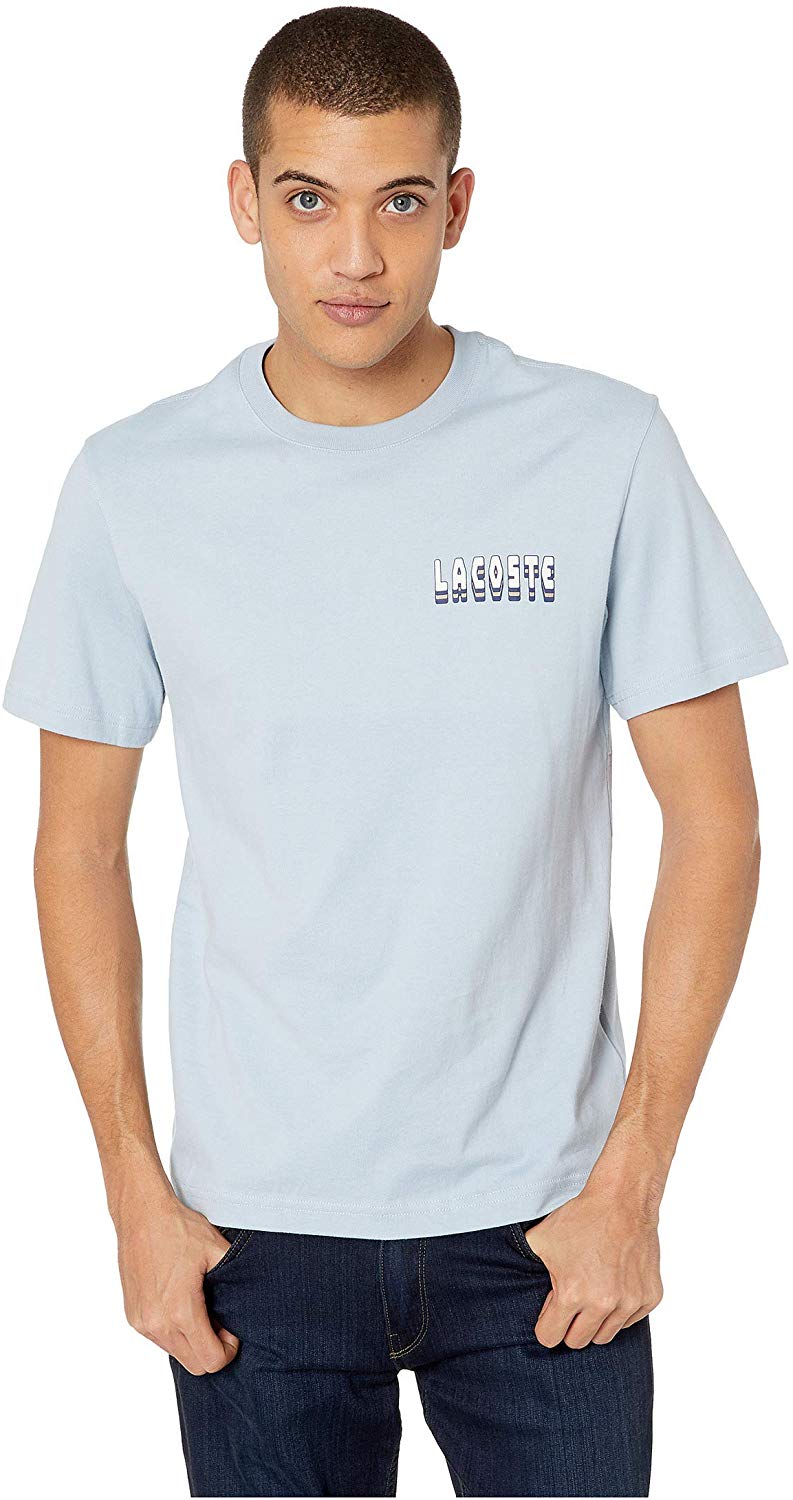 Mens Short Sleeve Heavy Jersey 3D Regular Fit T Shirt Breeze Blue
