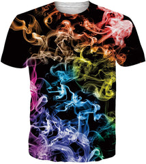 Unisex Short Sleeve 3D Digital Printed Personalized T Shirts Tees Colorful Smoke