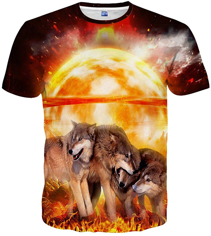 Unisex 3D Pattern Printed Casual Short Sleeve T Shirts Tees Multi color44