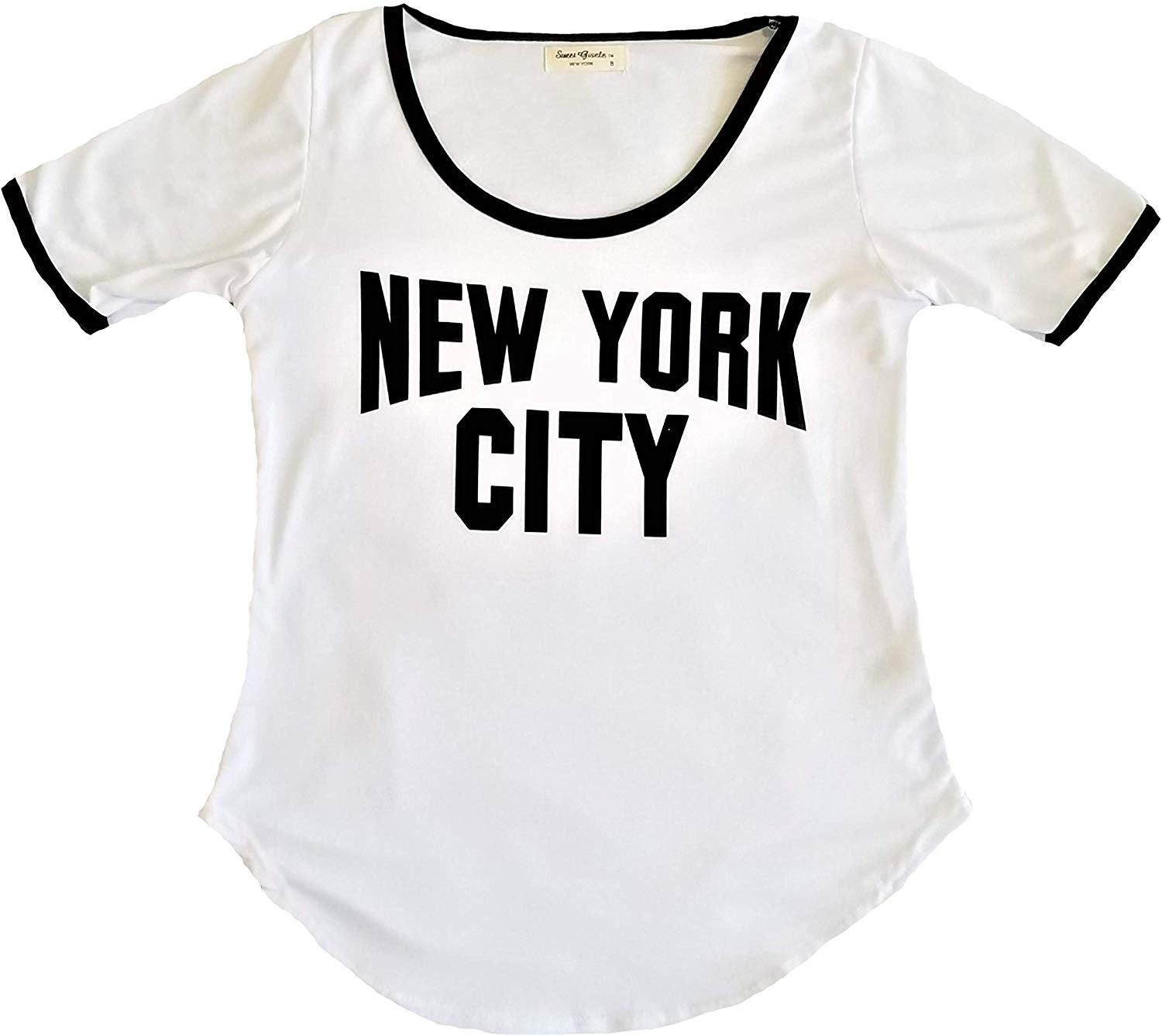New York NYC T Shirt Colorful and Vivid Printing Decorated with Rhinestones White/Black