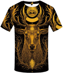 Unisex 3D Printed Creative Graphic Short Sleeved Soft T Shirt for Men Tee Deer T Shirts