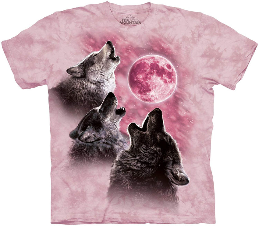 Men's Three Wolf Moon Short Sleeve Tee Pink