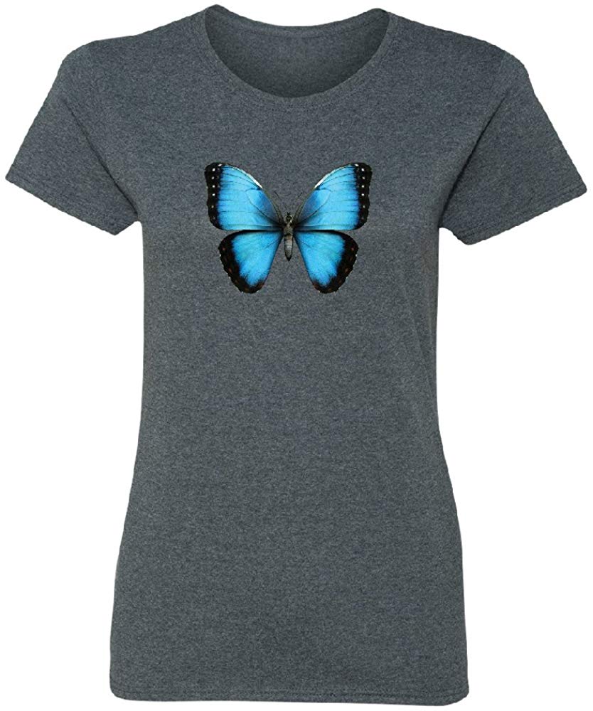 3D Morpho Butterfly Women's T Shirt Tee Dark Grey Heather