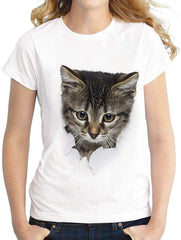 Women's and Men's Summer Cat Printed T Shirts 3D Cat Cute Valentine Tee Shirts Graphic Family T Shirts Tops Women and Men White 2