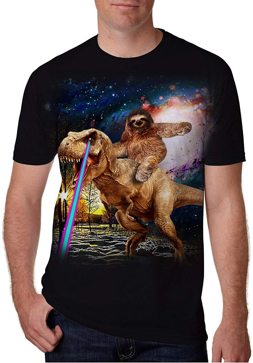 Unisex Short Sleeve 3D Digital Printed Personalized T Shirts Tees Dinosaur&sloth