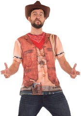 Men's Halloween 3D Photo Realistic Short Sleeve T Shirt Sexy Cowboy