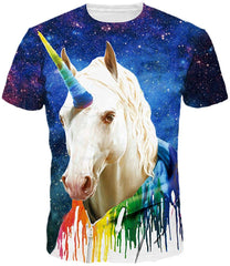 Unisex 3D Wolf T Shirts Couples Summer Short Sleeve T Shirts Casual Tees Galaxy Unicorn