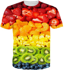 Men Women 3D Novelty Graphic T Shirts Short Sleeve Crewneck Tie Dye Tee Tops for Casual Fruit