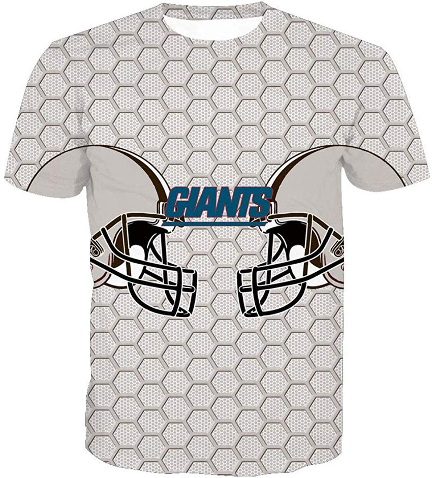 Men's Short Sleeve 3D Digital Print New York Giants Team Summer T Shirts Nature