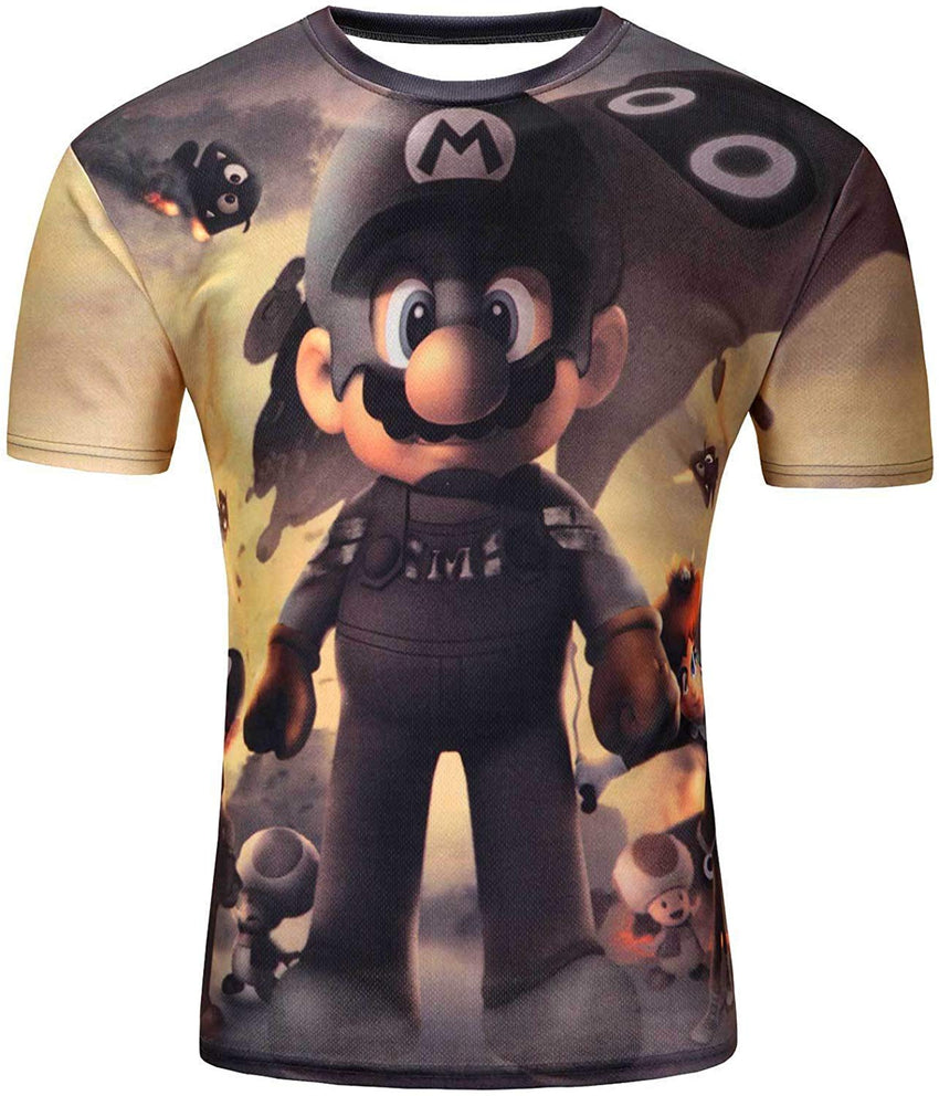 Men's Fashion 3D Print Hip Hop Style T Shirts Cool Creative Imagination Tee Super Mario