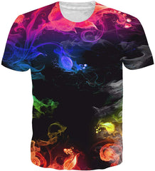 Unisex Cool Novelty 3D Graphic Print T Shirts Summer Short Sleeve Crewneck Tees Casual Tops Colorful Smoke