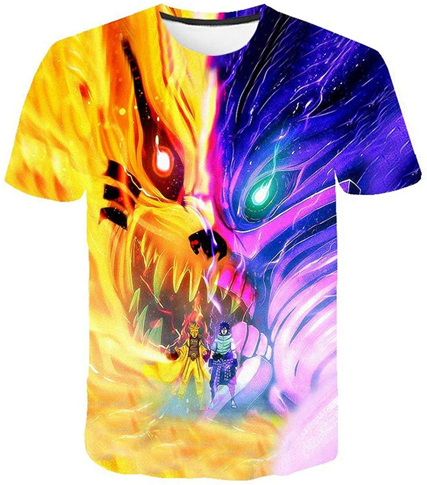Men Naruto 3D Print Short Sleeve Pullover Regular Fit T Shirt Color 24