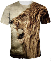 Velynce Unisex Thin Shirts Stylish 3D Digital Printed Lion Skull Casual Personality T Shirts Couple Clothing Lion Head #22