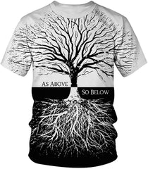 Unisex Men Women Stylish 3D Printed Graphic Short Sleeve T Shirts Tops Black Tree