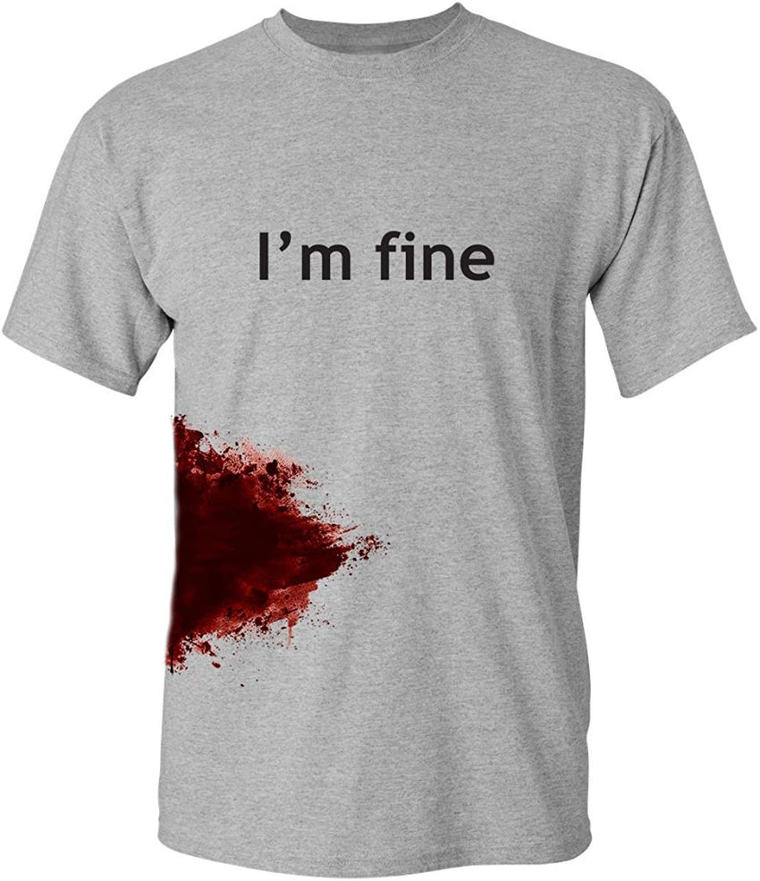 I'm Fine Graphic Novelty Sarcastic Zombie Funny T Shirt Sport Grey