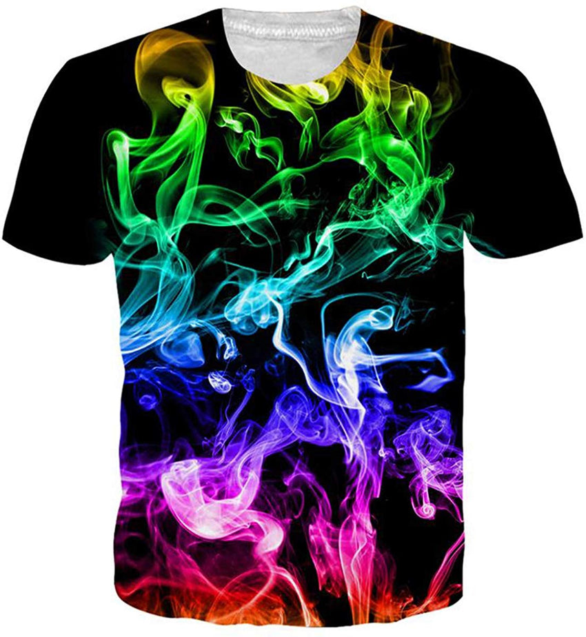 Unisex Cool Novelty 3D Graphic Print T Shirts Summer Short Sleeve Crewneck Tees Casual Tops Smoke 2