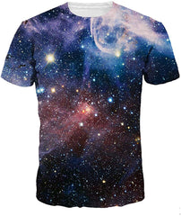 Velynce Unisex Thin Shirts Stylish 3D Digital Printed Lion Skull Casual Personality T Shirts Couple Clothing Galaxy #34