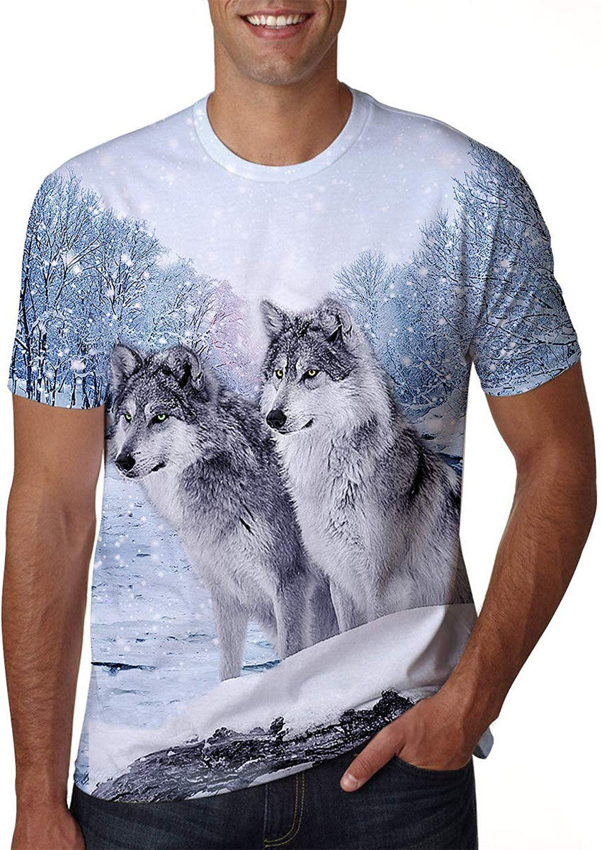 Unisex 3D Creative Print Short Sleeve T Shirt Casual Graphic Tees Wolf