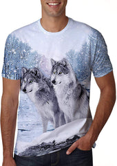 Unisex 3D Creative Print Short Sleeve T Shirt Casual Graphic Tees Wolf