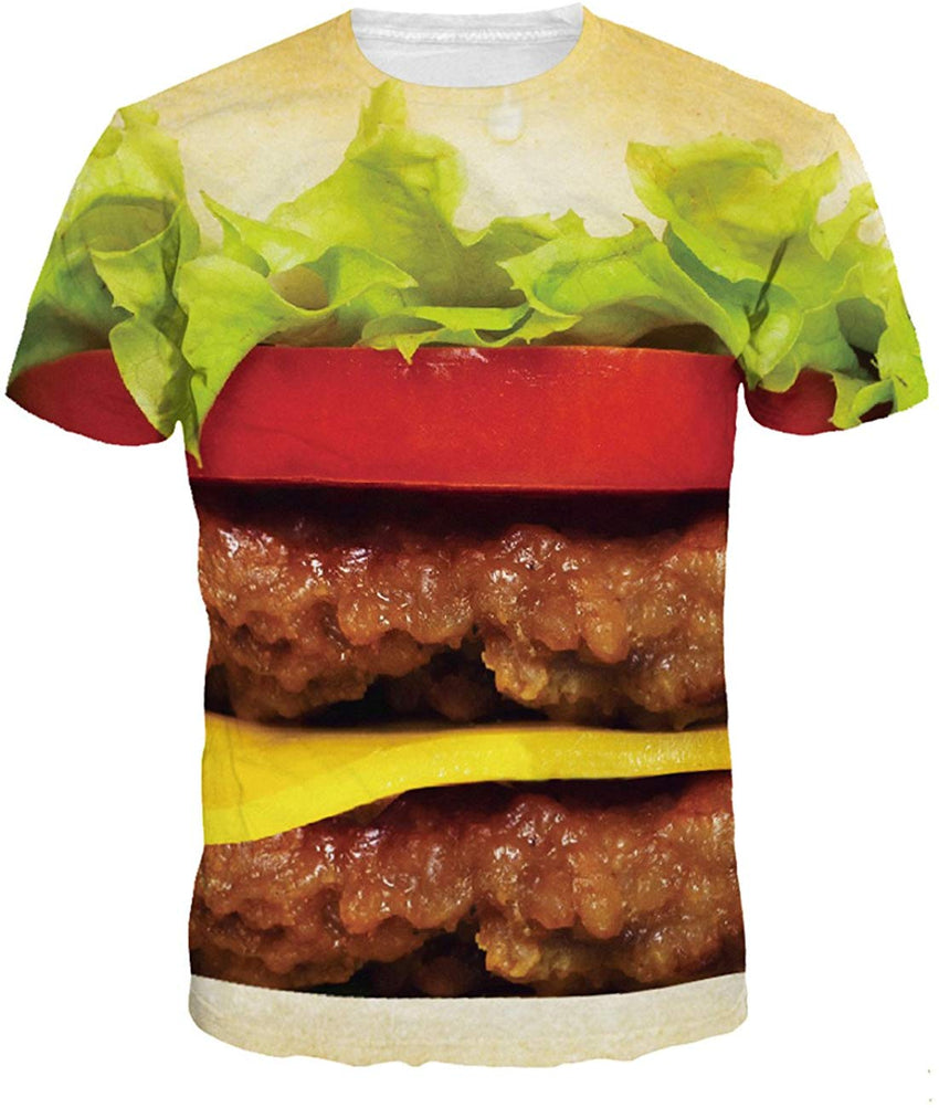Men's O Neck 3D Digital Print Cartoon Animal Design Lovers' Short Sleeve Summer T Shirts Lightyellow