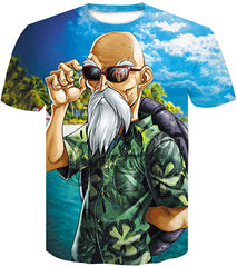 Men's Novelty T Shirts 3D Printing Tee Tops with Dragon Ball A Master Roshi