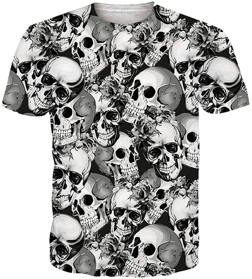Unisex Short Sleeve T Shirts 3D Novelty Print Casual Funny Graphic Tees S 3XL Skull