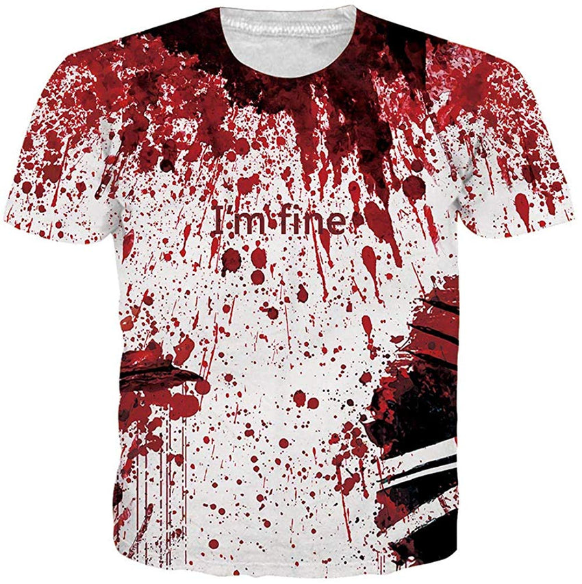 Mens T Shirts 3D Graphics Print Short Sleeve Funny Summer T Shirts Blood
