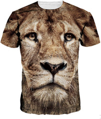 Men's O Neck 3D Digital Print Cartoon Animal Design Lovers' Short Sleeve Summer T Shirts Brown