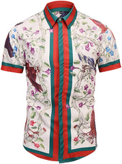 Men's Short Sleeve Luxury Print Button Dress Shirt Al003 31