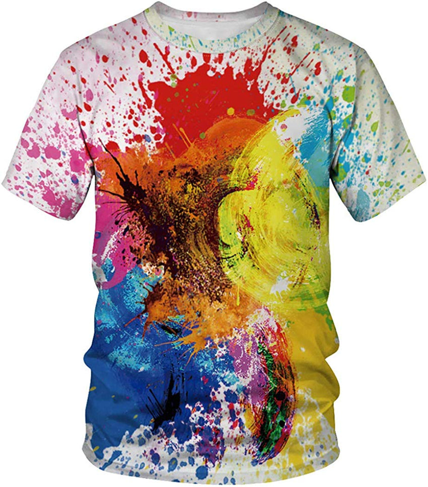 Unisex Men Women Stylish 3D Printed Graphic Short Sleeve T Shirts Tops Watercolor Doodle