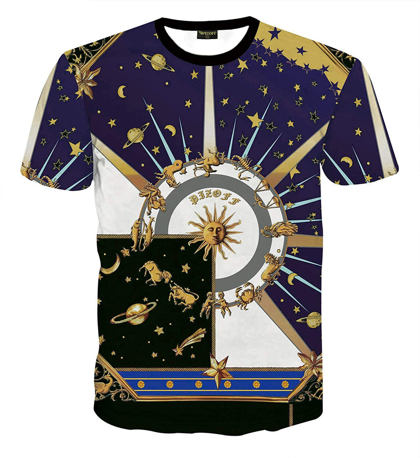 Unisex Collage Short Sleeve Crew Neck 3D Digital T Shirts Tees Al067 13
