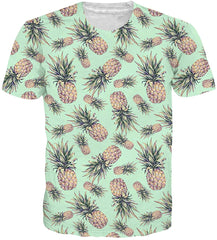 Unisex Cool Novelty 3D Graphic Print T Shirts Summer Short Sleeve Crewneck Tees Casual Tops Pineapple