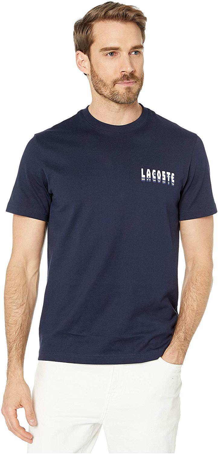 Mens Short Sleeve Heavy Jersey 3D Regular Fit T Shirt Navy Blue