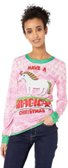 Women's 3D Photo Realistic Ugly Christmas Sweater Long Sleeve T Shirt Magical