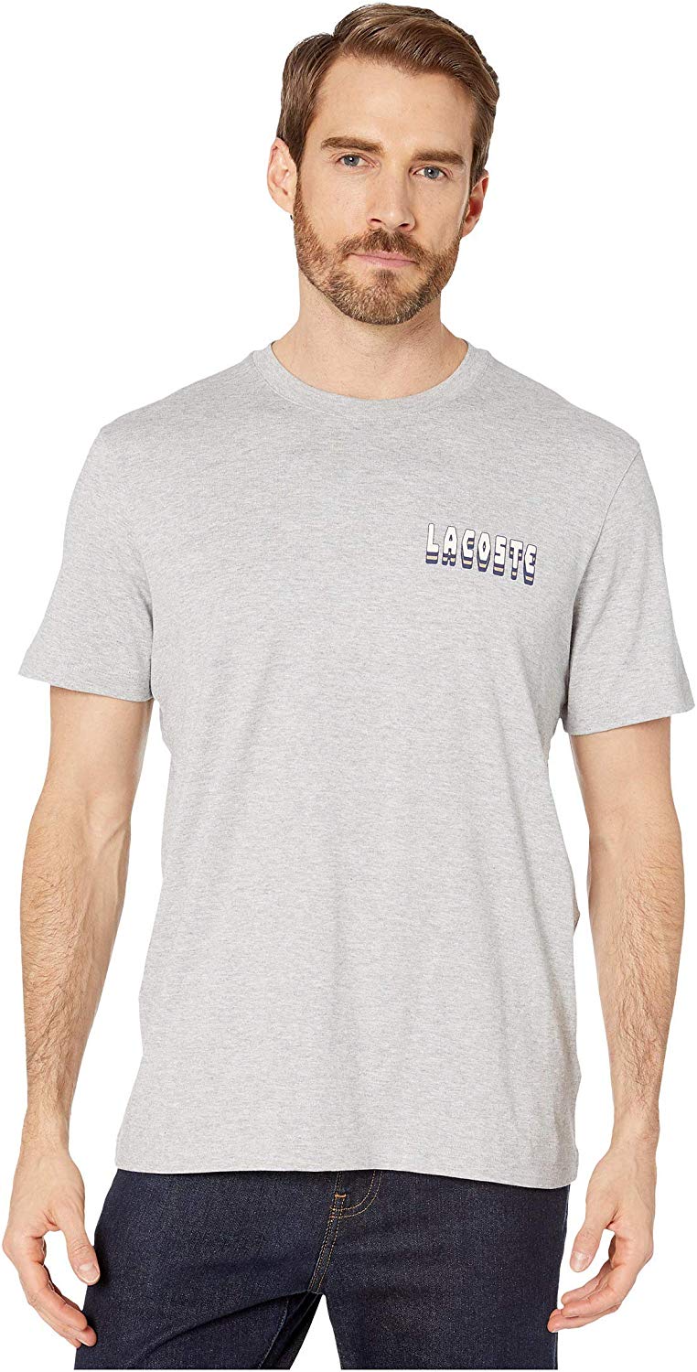 Mens Short Sleeve Heavy Jersey 3D Regular Fit T Shirt Silver Heathered
