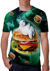 Unisex Short Sleeve 3D Digital Printed Personalized T Shirts Tees Cat Hamburger