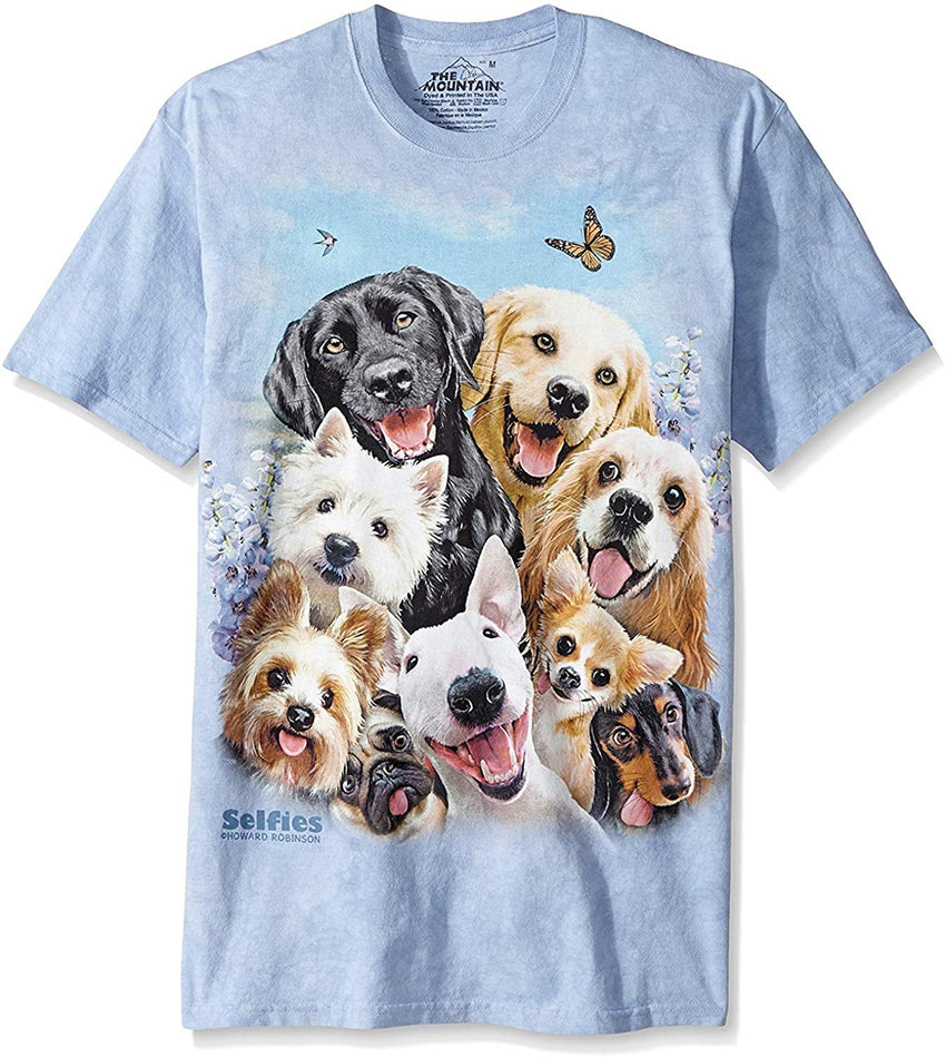 Men's Dog Selfie T Shirt Blue