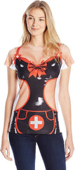 Women's Halloween 3D Photo Realistic Short Sleeve T Shirt Sexy Nurse