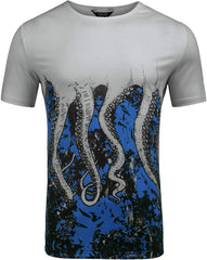 Mens Octopus Short Sleeve Cotton T Shirt Print Tee Casual Shirts Deep Blue