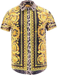 Men's Short Sleeve Luxury Print Button Dress Shirt Al003 29