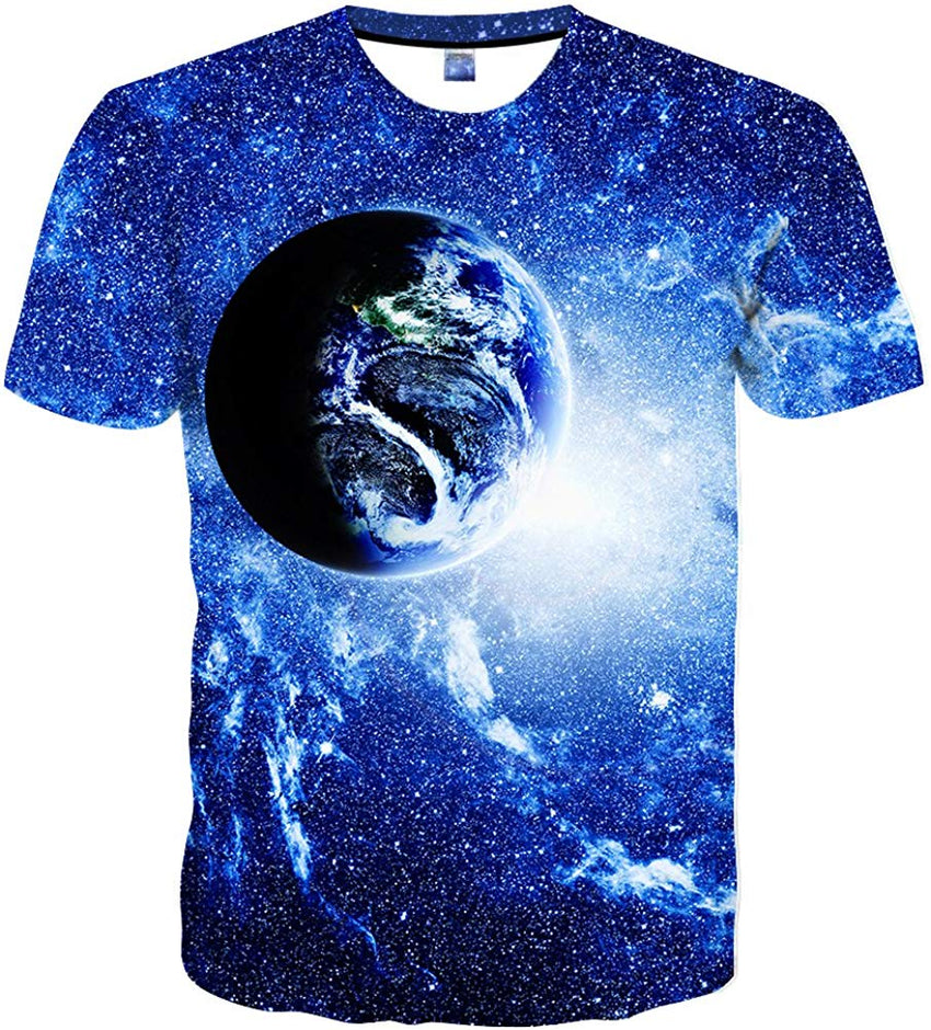 Unisex Casual 3D Print Short Sleeve T Shirt Tees Blue19