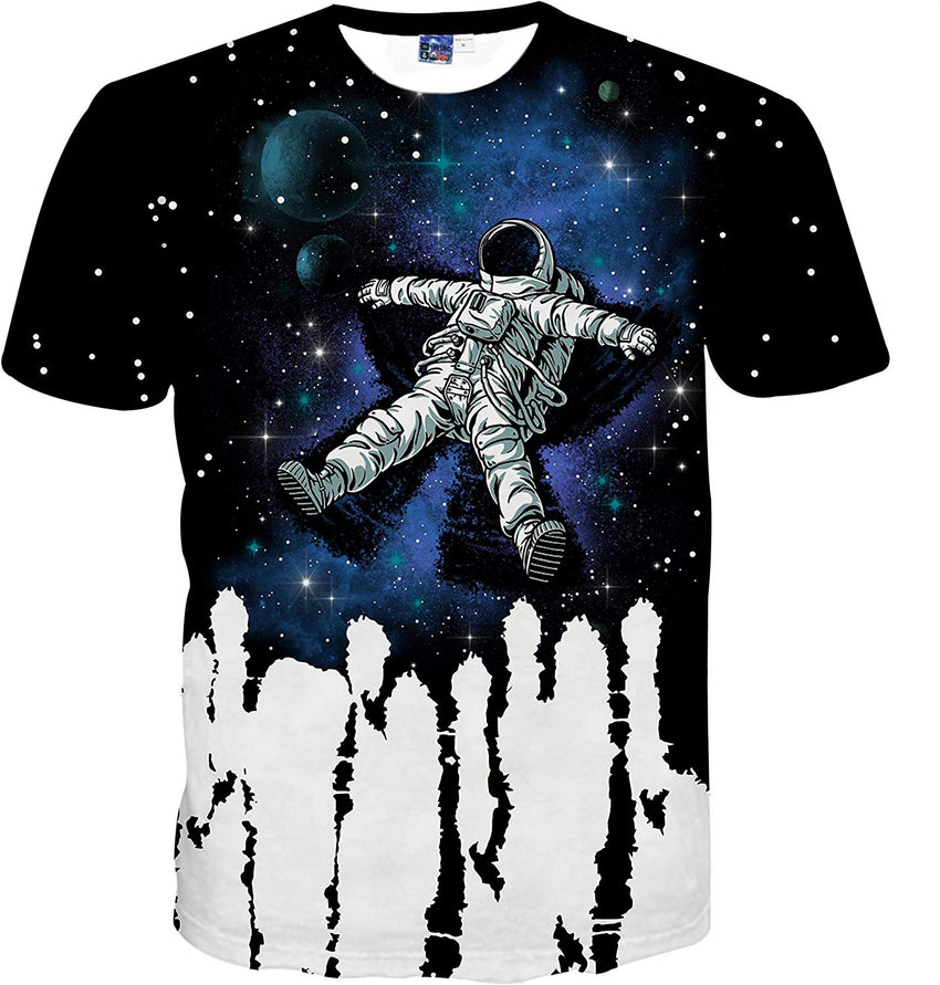 Unisex 3D Novelty Tshirts Men Graphic Funny Tees Printed Crewneck Short Sleeve Summer Top T Shirts Galaxy Astronaut