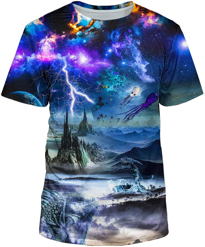 Unisex 3D Realistic Printed Casual Short Sleeve T Shirts Black25