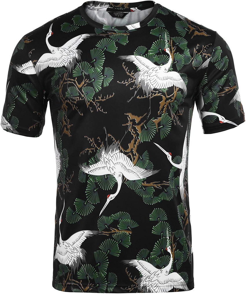 Mens Octopus Short Sleeve Cotton T Shirt Print Tee Casual Shirts Black 5