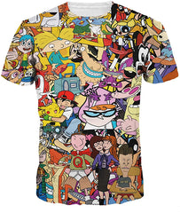 Men's O Neck 3D Digital Print Cartoon Animal Design Lovers' Short Sleeve Summer T Shirts Colorful
