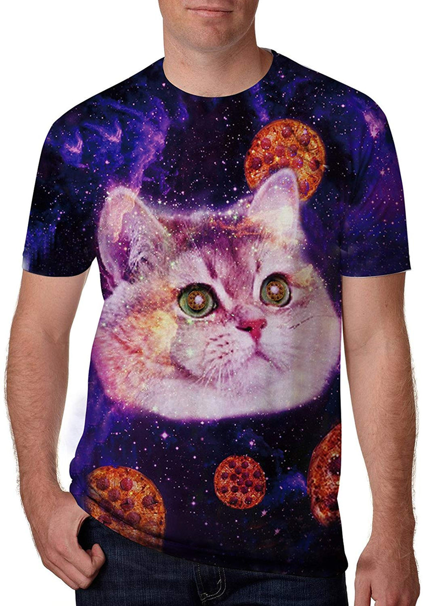 Unisex Short Sleeve 3D Digital Printed Personalized T Shirts Tees Galaxy Cat 1